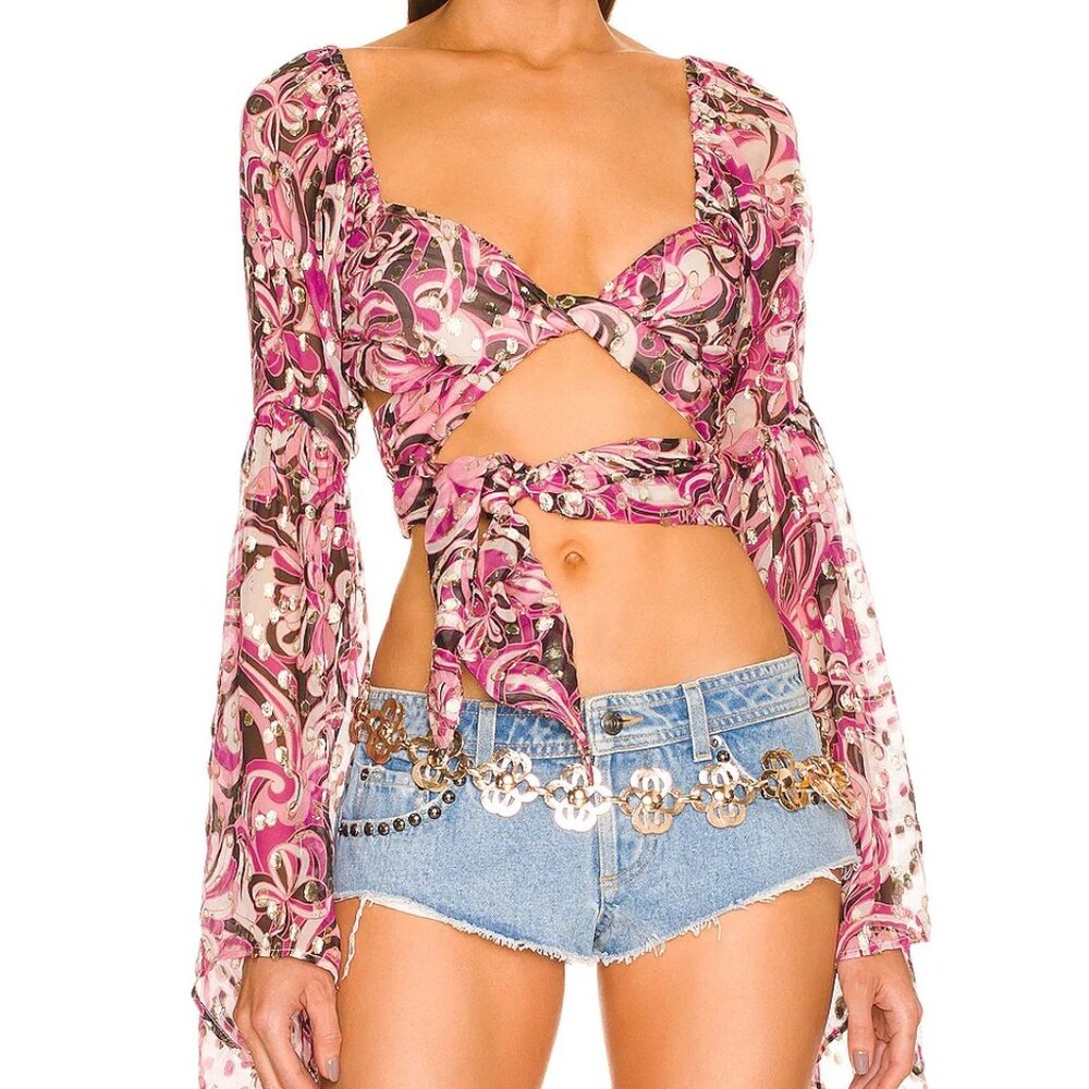 Dundas x Revolve Fleetwood Blouse in Multi Color Floral / XXS